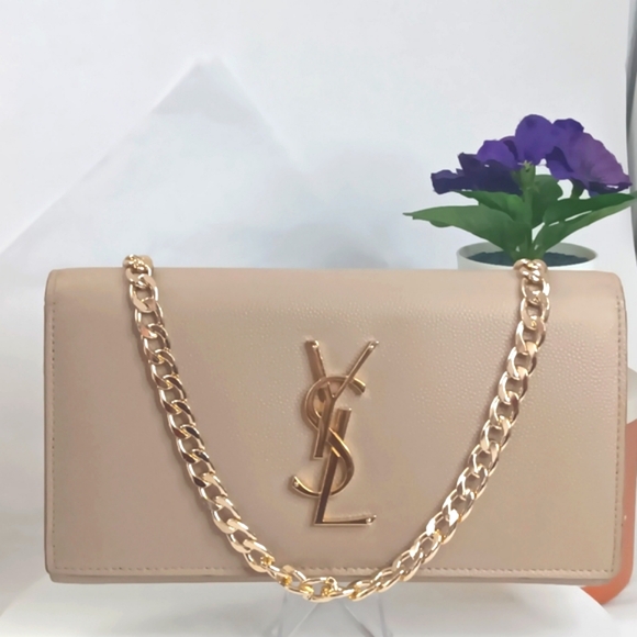 Saint Laurent Handbags - Saint Laurent EUC✨️ Beige YSL Logo Grain Leather Long Wallet